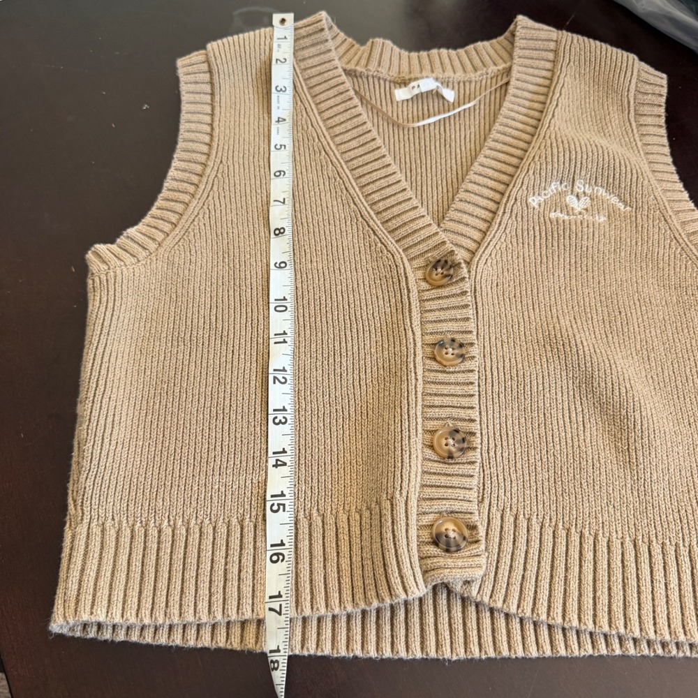 PACSUN Womens Sweater Vest Preppy Collegiate Tenniscore Neutral Tan Size Small - Picture 7 of 8